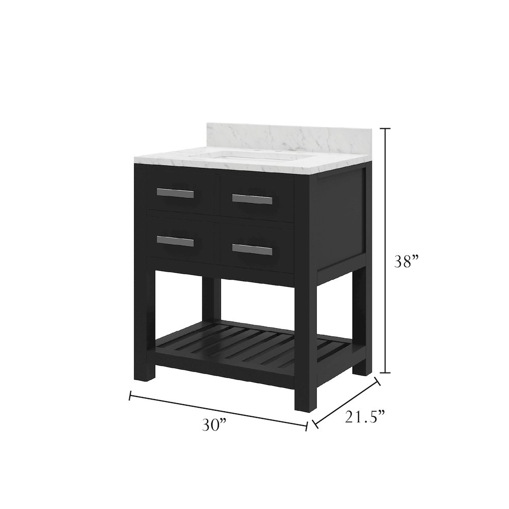 Madalyn 30 In. Single Sink Carrara White Marble Countertop Bath Vanity. Picture 8
