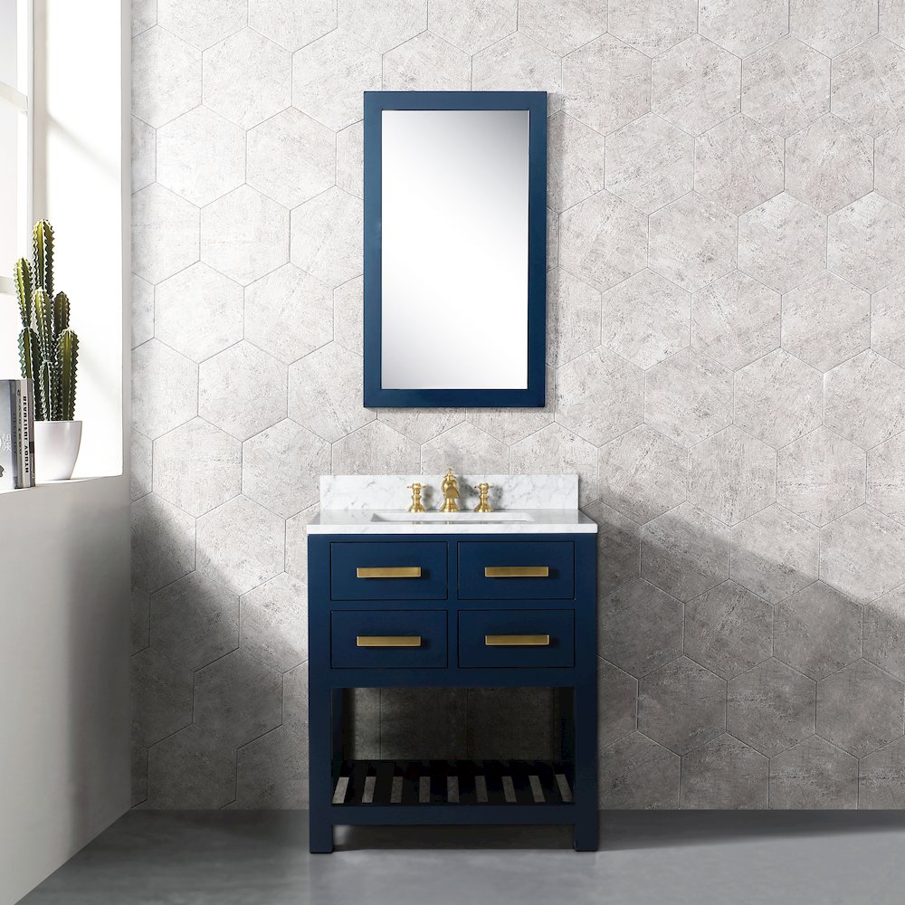 Madalyn 30 In. Single Sink Carrara White Marble Countertop Bath Vanity. Picture 2