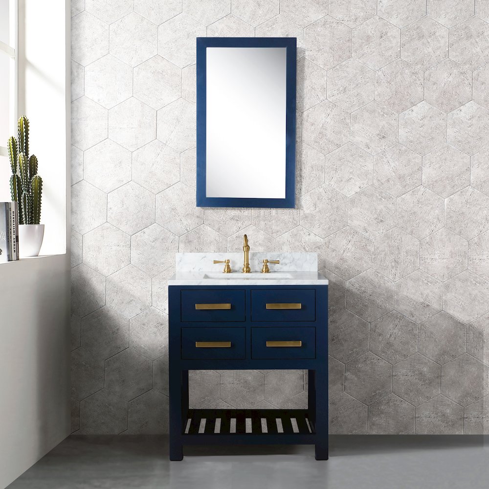 Madalyn 30 In. Single Sink Carrara White Marble Countertop Bath Vanity. Picture 2
