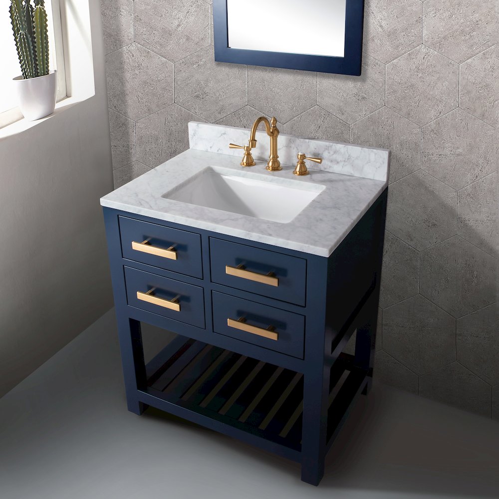 Madalyn 30 In. Single Sink Carrara White Marble Countertop Bath Vanity. Picture 3