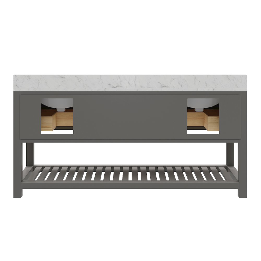 Madalyn 72 In. Double Sink Carrara White Marble Countertop Bath Vanity. Picture 6