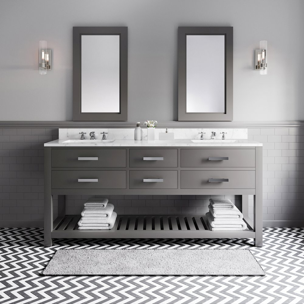 Madalyn 72 In. Double Sink Carrara White Marble Countertop Bath Vanity. Picture 2
