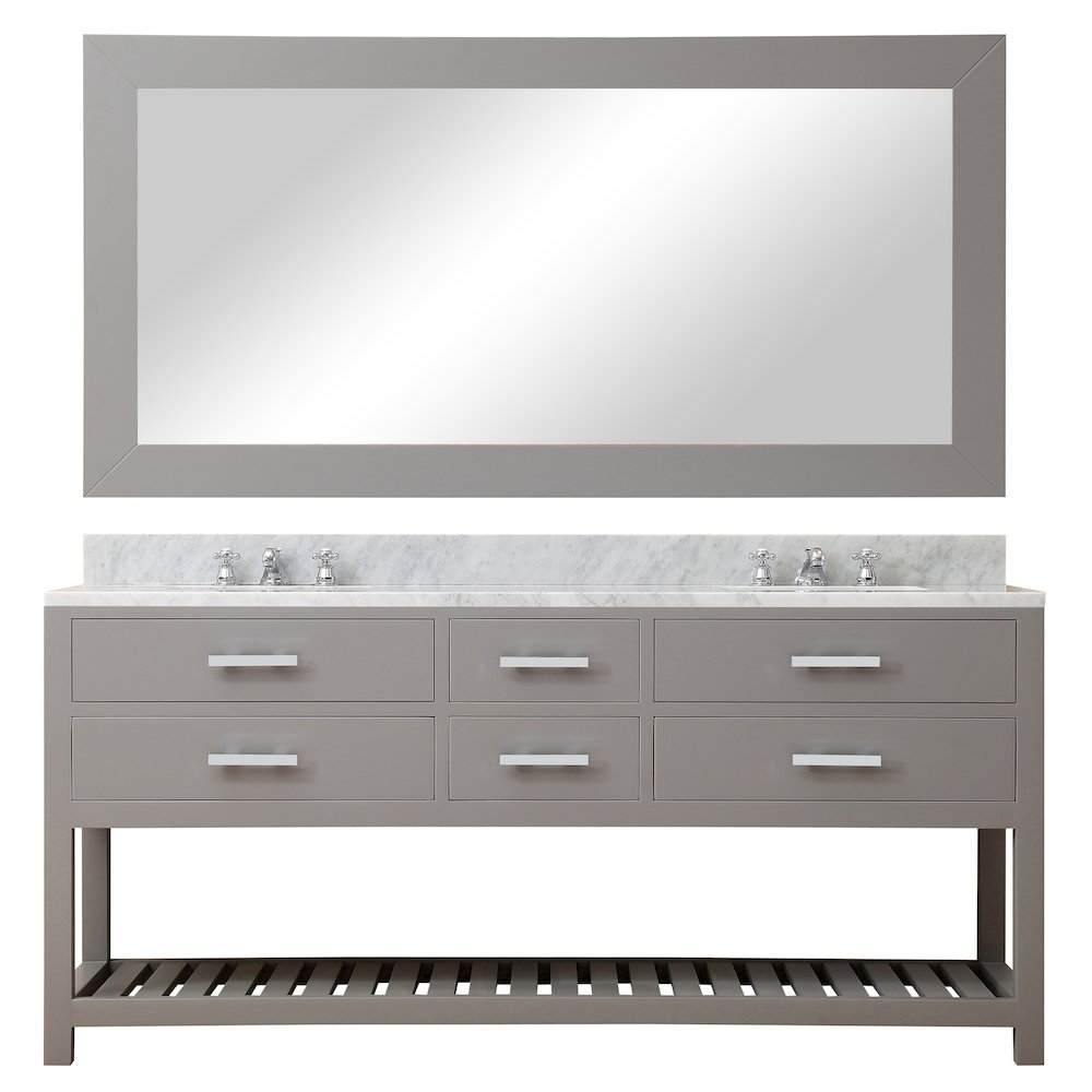 Madalyn 72 In. Double Sink Carrara White Marble Countertop Bath Vanity. Picture 1