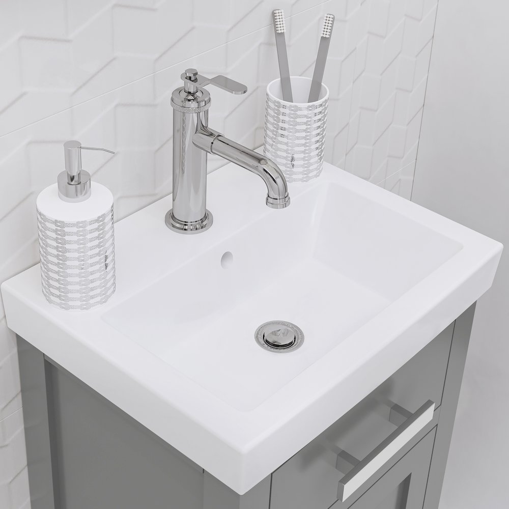 Mia 18 In. Integrated Ceramic Sink Top Vanity in Cashmere Grey. Picture 7