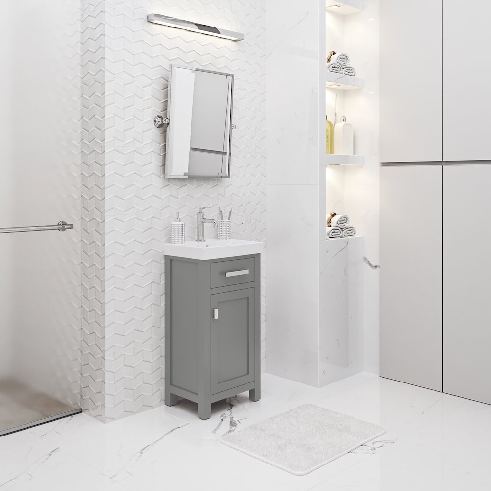 Mia 18 In. Integrated Ceramic Sink Top Vanity in Cashmere Grey. Picture 3