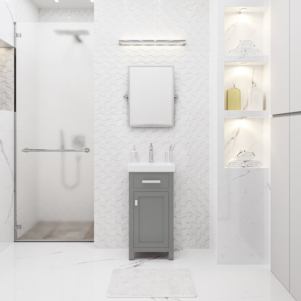 Mia 18 In. Integrated Ceramic Sink Top Vanity in Cashmere Grey. Picture 2