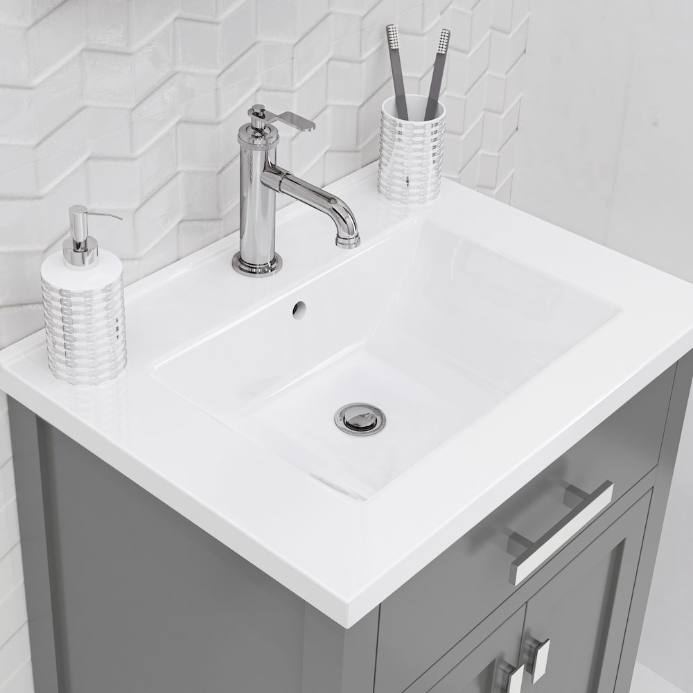 Myra 24 In. Integrated Ceramic Sink Top Vanity in Cashmere Grey. Picture 7