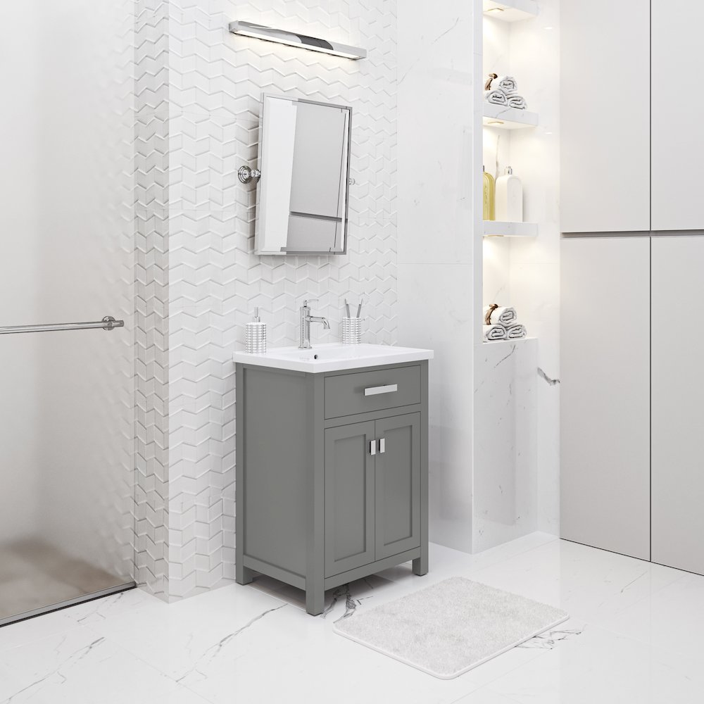 Myra 24 In. Integrated Ceramic Sink Top Vanity in Cashmere Grey. Picture 3