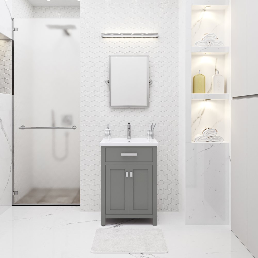Myra 24 In. Integrated Ceramic Sink Top Vanity in Cashmere Grey. Picture 2