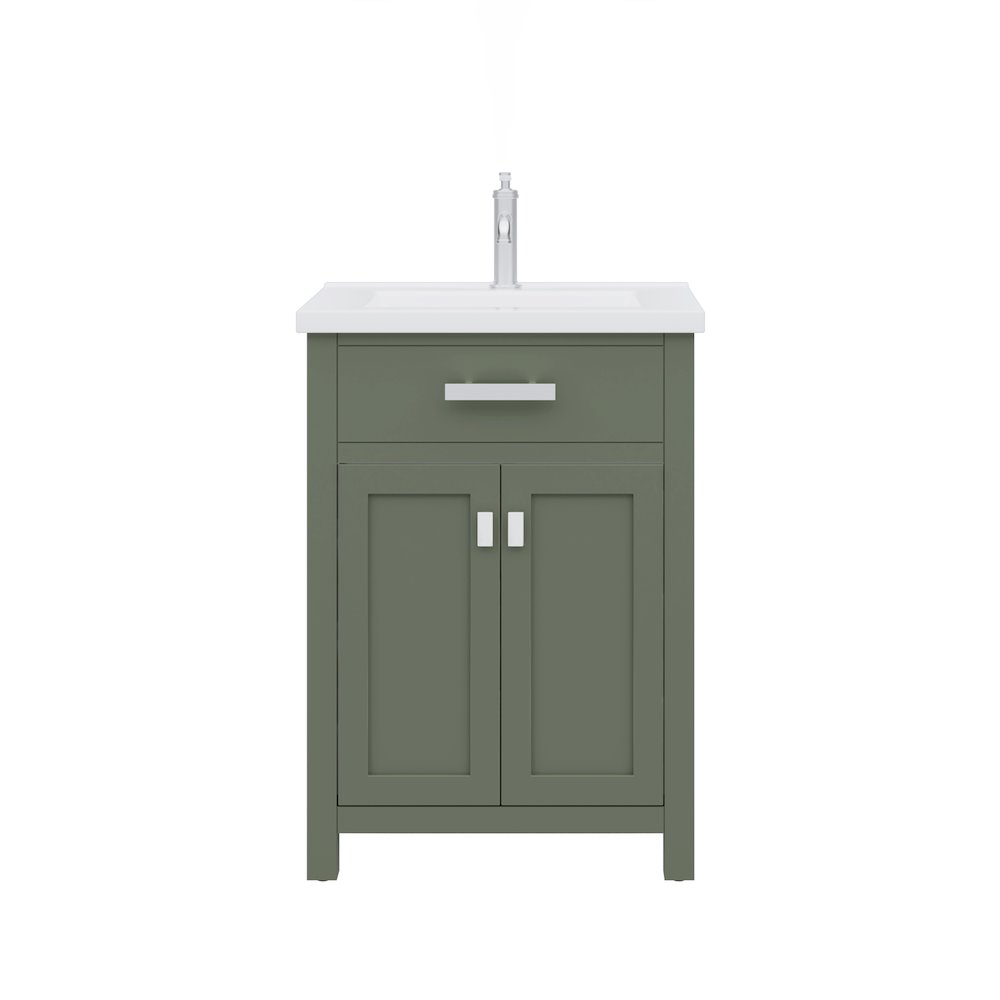 Myra 24 In. Integrated Ceramic Sink Top Bath Vanity in Glacial Green. Picture 1