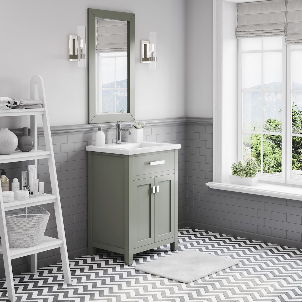 Myra 24 In. Integrated Ceramic Sink Top Bath Vanity in Glacial Green. Picture 3