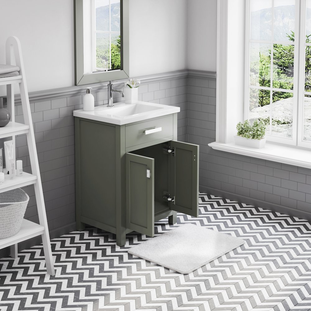 Myra 24 In. Integrated Ceramic Sink Top Bath Vanity in Glacial Green. Picture 4
