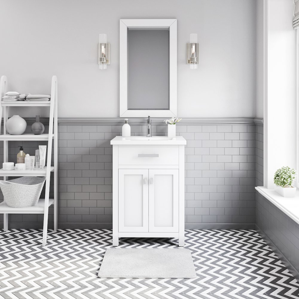 Myra 24 In. Integrated Ceramic Sink Top Vanity in Pure White. Picture 2