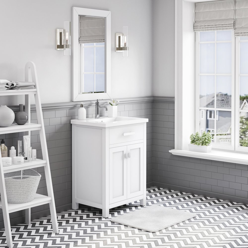 Myra 24 In. Integrated Ceramic Sink Top Vanity in Pure White. Picture 3