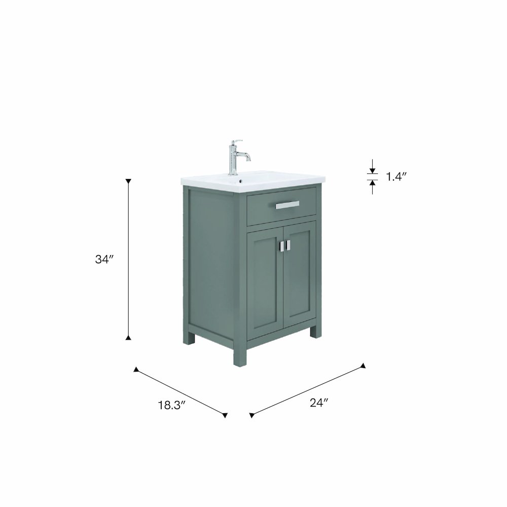 Myra 24 In. Integrated Ceramic Sink Top Vanity in Cashmere Grey. Picture 8