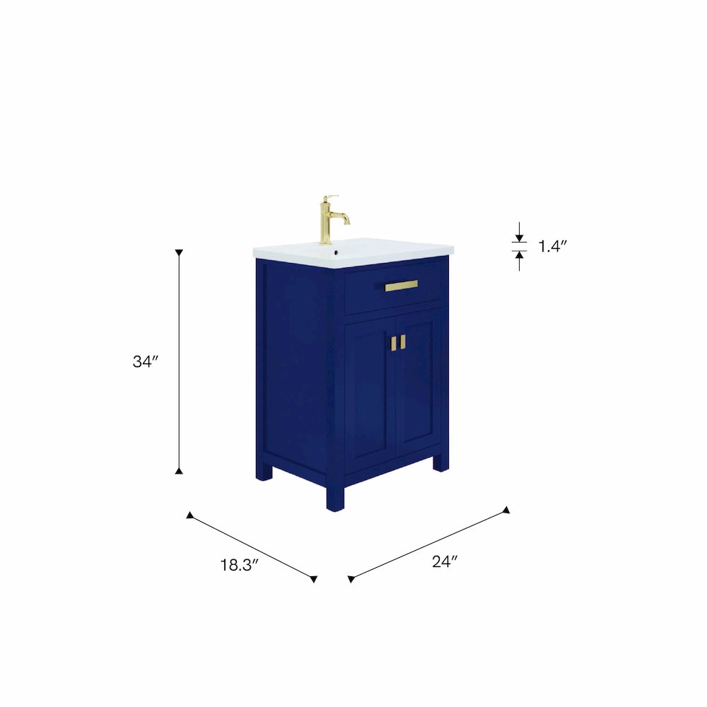 Myra 24 In. Integrated Ceramic Sink Top Vanity in Monarch Blue. Picture 8