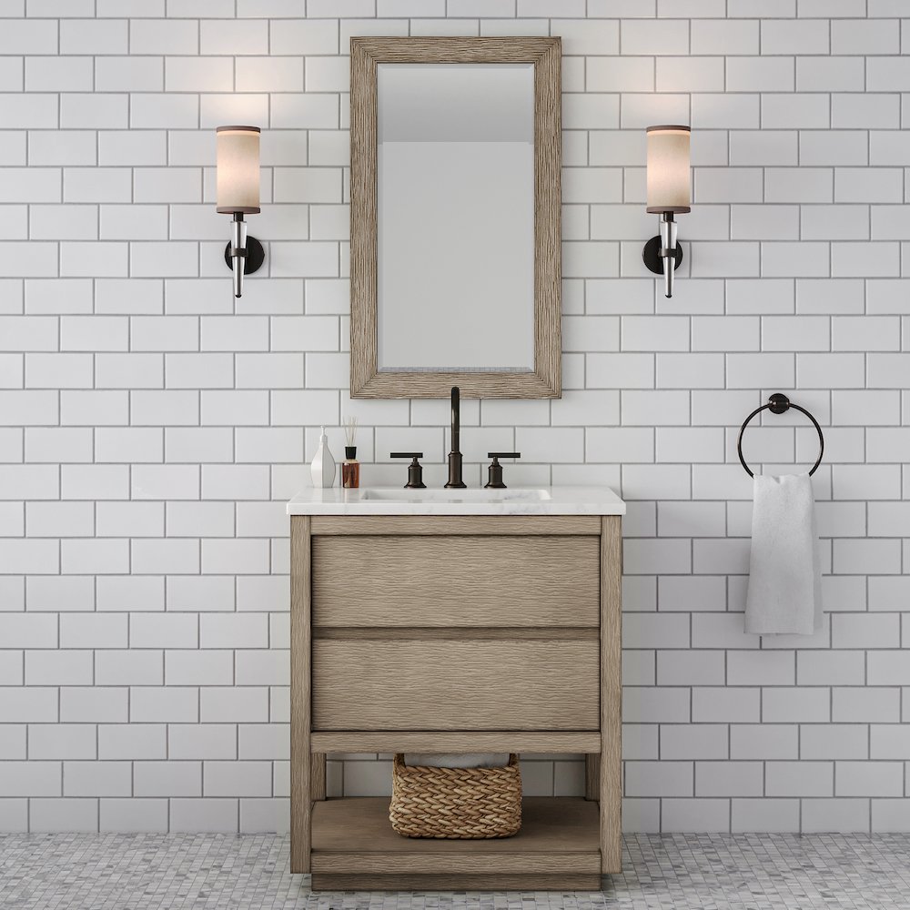 Oakman 30 In. Single Sink Carrara White Marble Countertop Bath Vanity. Picture 2