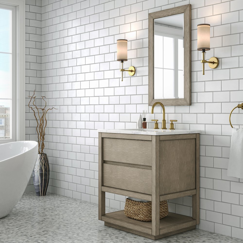 Oakman 30 In. Single Sink Carrara White Marble Countertop Bath Vanity. Picture 3