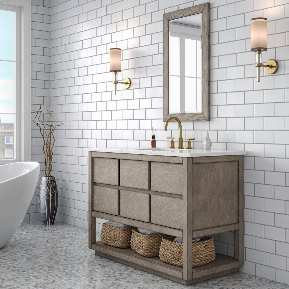 Oakman 48 In. Single Sink Carrara White Marble Countertop Bath Vanity. Picture 3