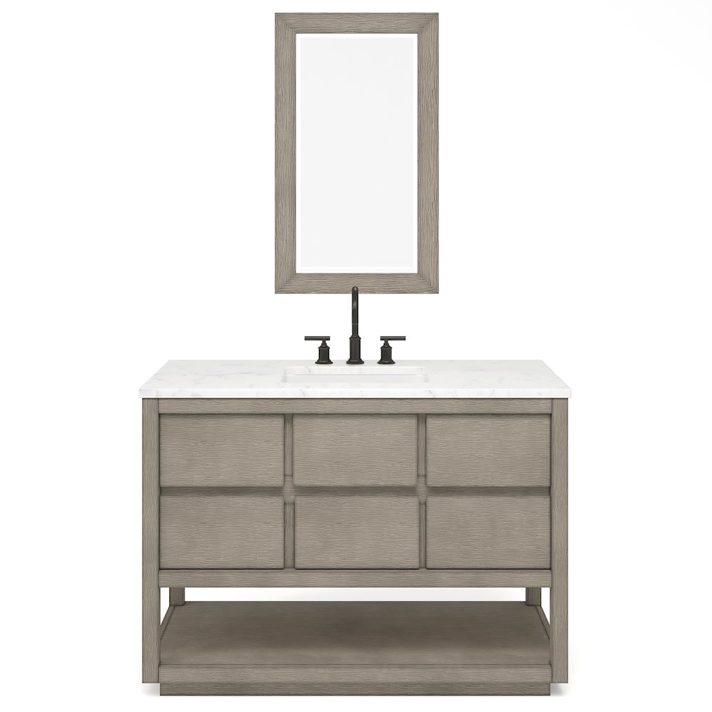 Oakman 48 In. Single Sink Carrara White Marble Countertop Bath Vanity. Picture 1