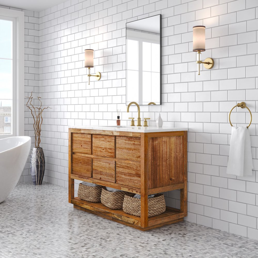Oakman 48 In. Single Sink Carrara White Marble Countertop Bath Vanity. Picture 3