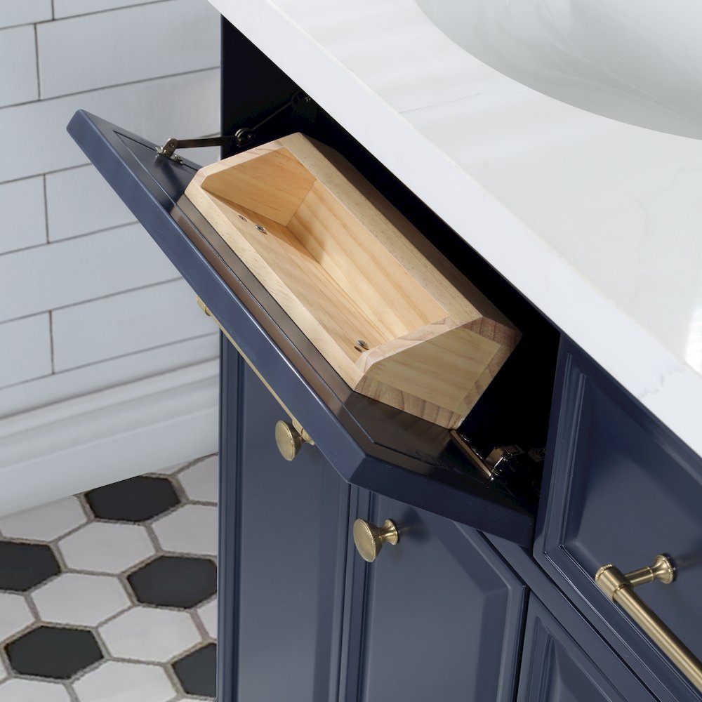 Palace 60 In. Double Sink Carrara Quartz Countertop Bath Vanity in Monarch Blue. Picture 16
