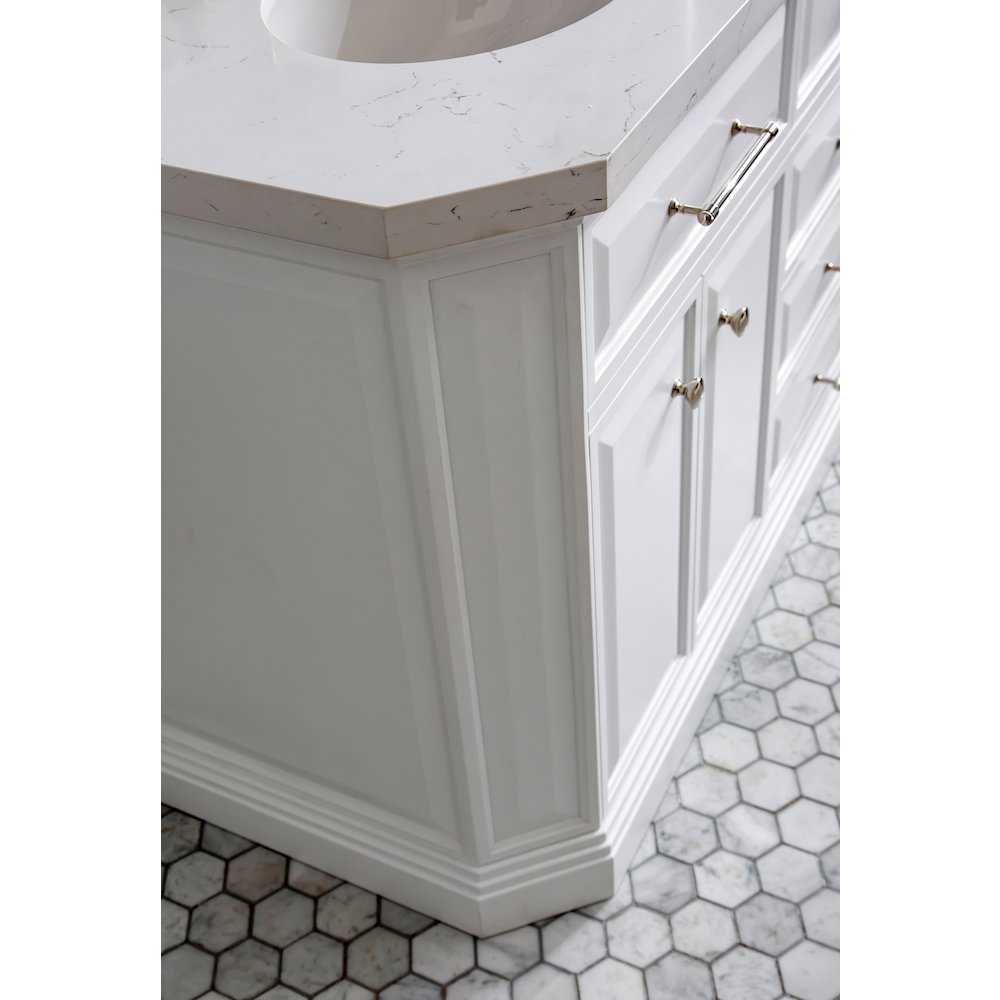 Palace 72 In. Double Sink Carrara Quartz Countertop Bath Vanity in Pure White. Picture 11
