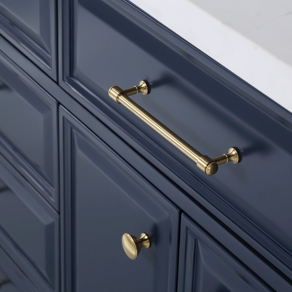 Palace 72 In. Double Sink Carrara Quartz Countertop Bath Vanity in Monarch Blue. Picture 9