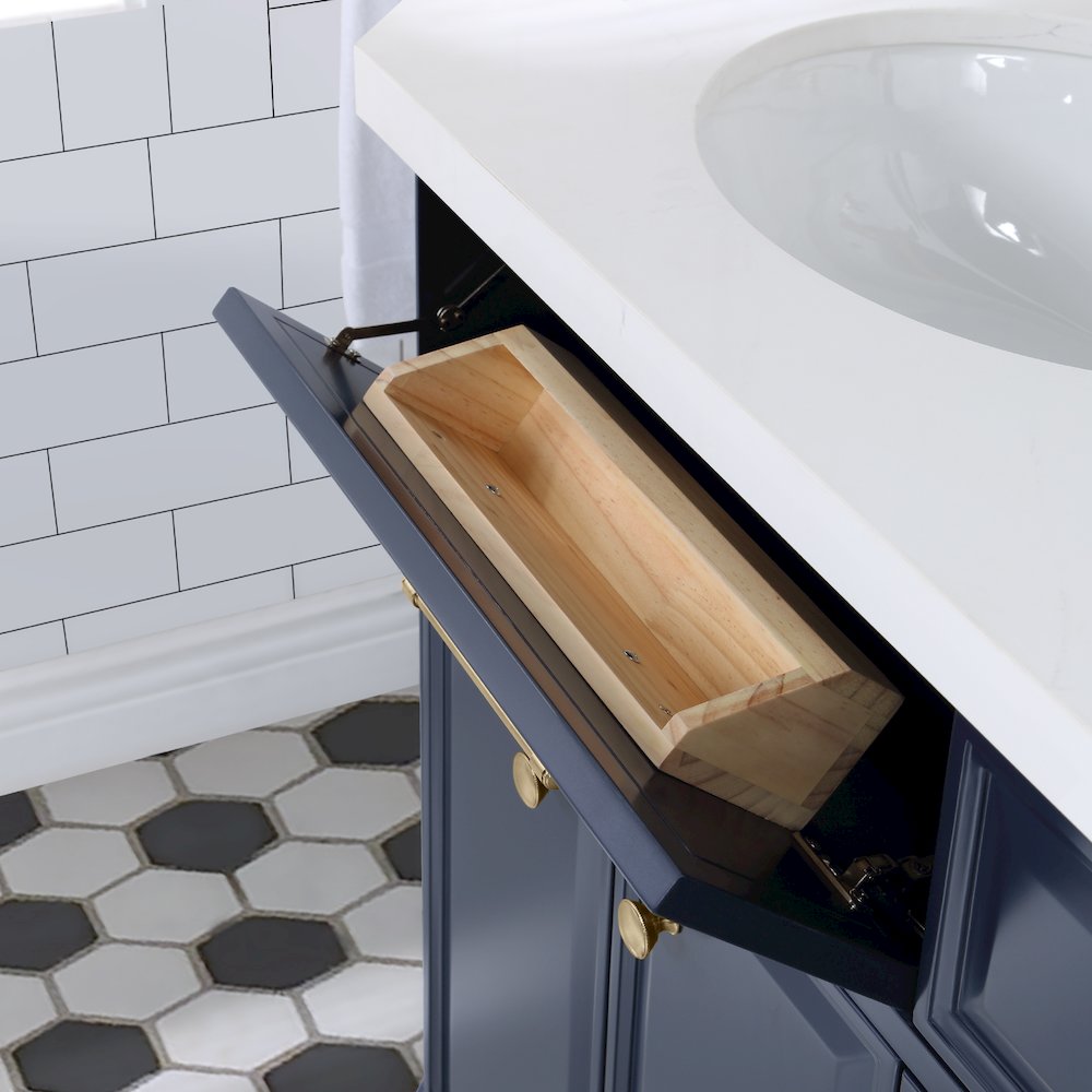 Palace 72 In. Double Sink Carrara Quartz Countertop Bath Vanity in Monarch Blue. Picture 8