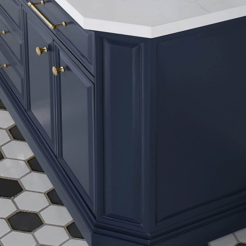 Palace 72 In. Double Sink Carrara Quartz Countertop Bath Vanity in Monarch Blue. Picture 10