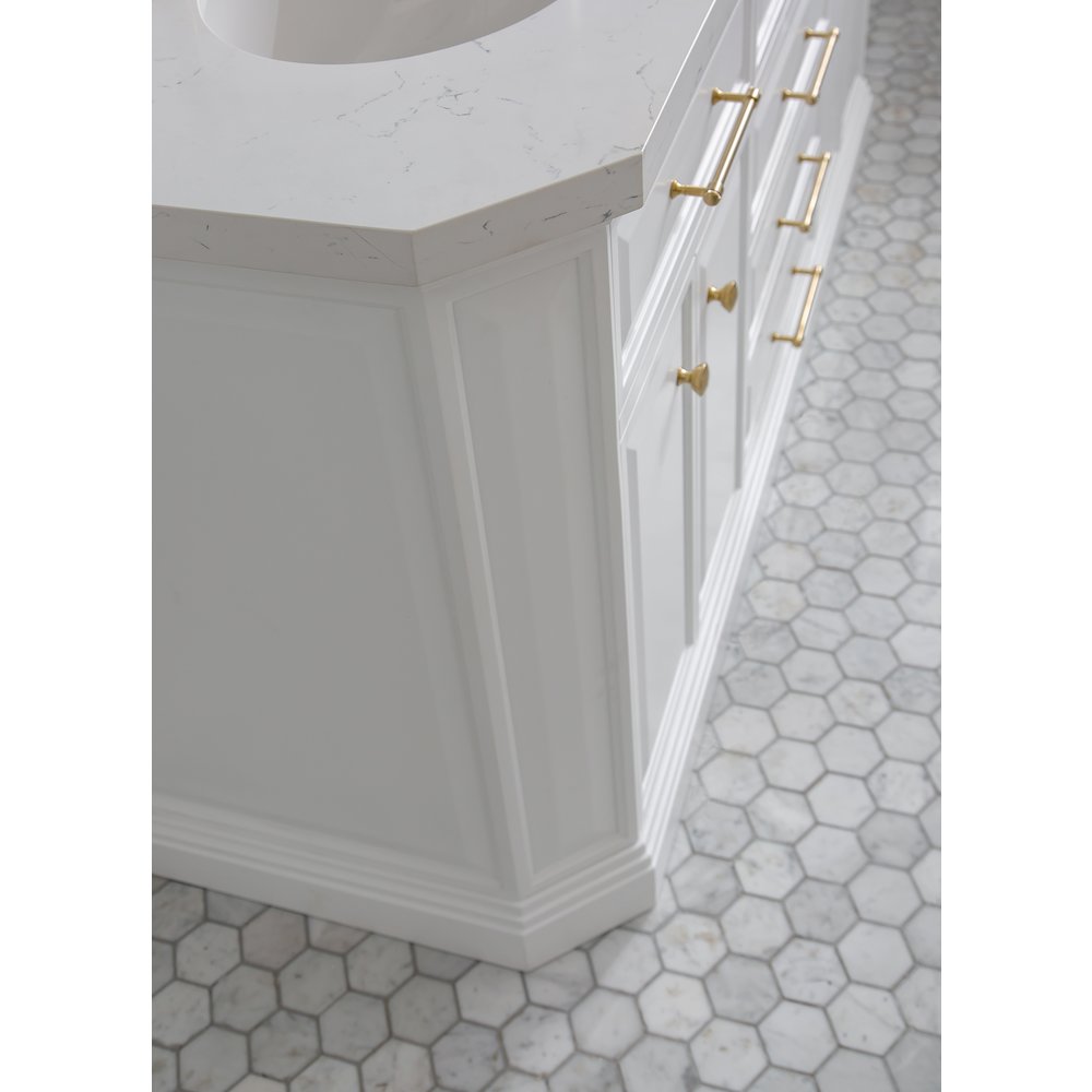 Palace 72 In. Double Sink Carrara Quartz Countertop Bath Vanity in Pure White. Picture 11