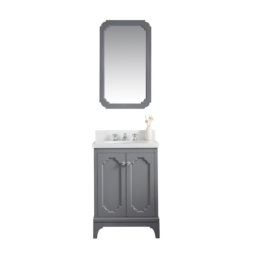Queen 24 In. Single Sink Sink Carrara Quartz Countertop Bath Vanity. Picture 1