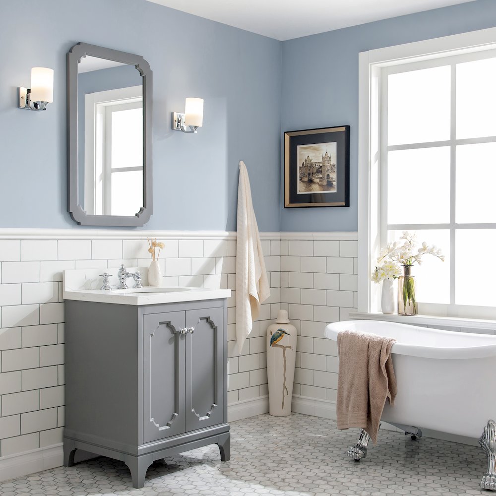 Queen 24 In. Single Sink Sink Carrara Quartz Countertop Bath Vanity. Picture 3