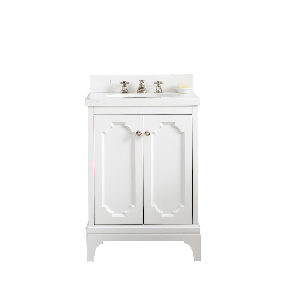 Queen 24 In. Single Sink Sink Carrara Quartz Countertop Bath Vanity. Picture 1