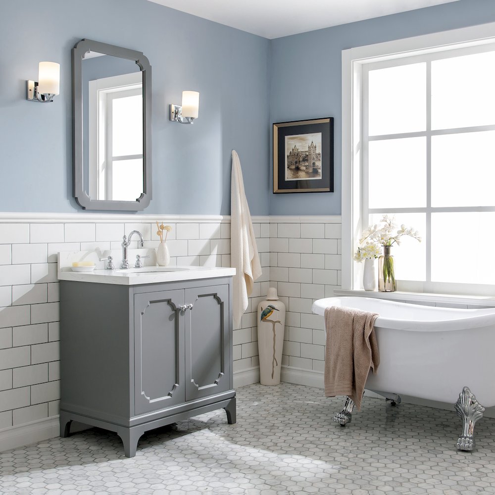 Queen 30 In. Single Sink Sink Carrara Quartz Countertop Bath Vanity. Picture 3