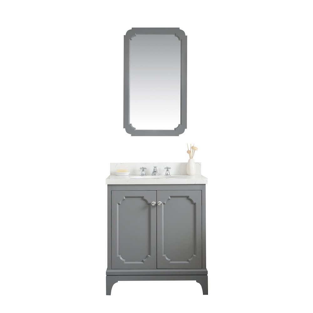 Queen 30 In. Single Sink Sink Carrara Quartz Countertop Bath Vanity. Picture 1