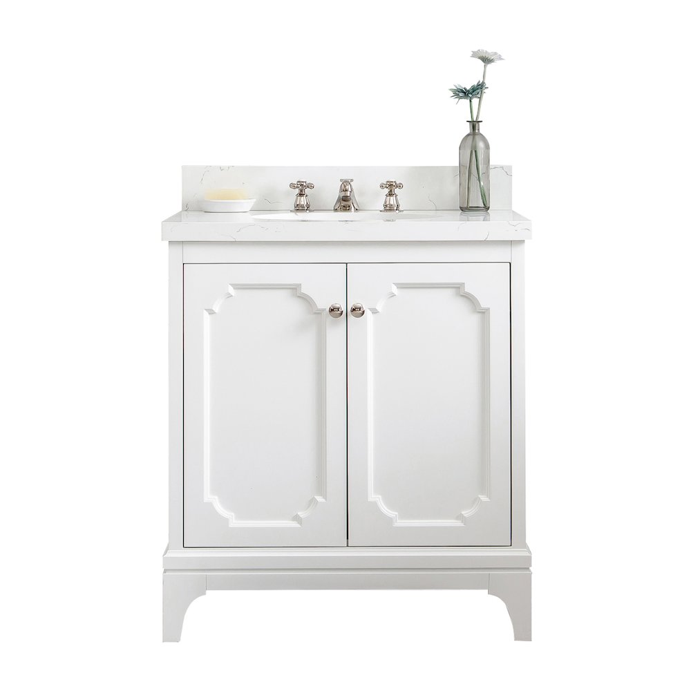 Queen 30 In. Single Sink Sink Carrara Quartz Countertop Bath Vanity. Picture 1