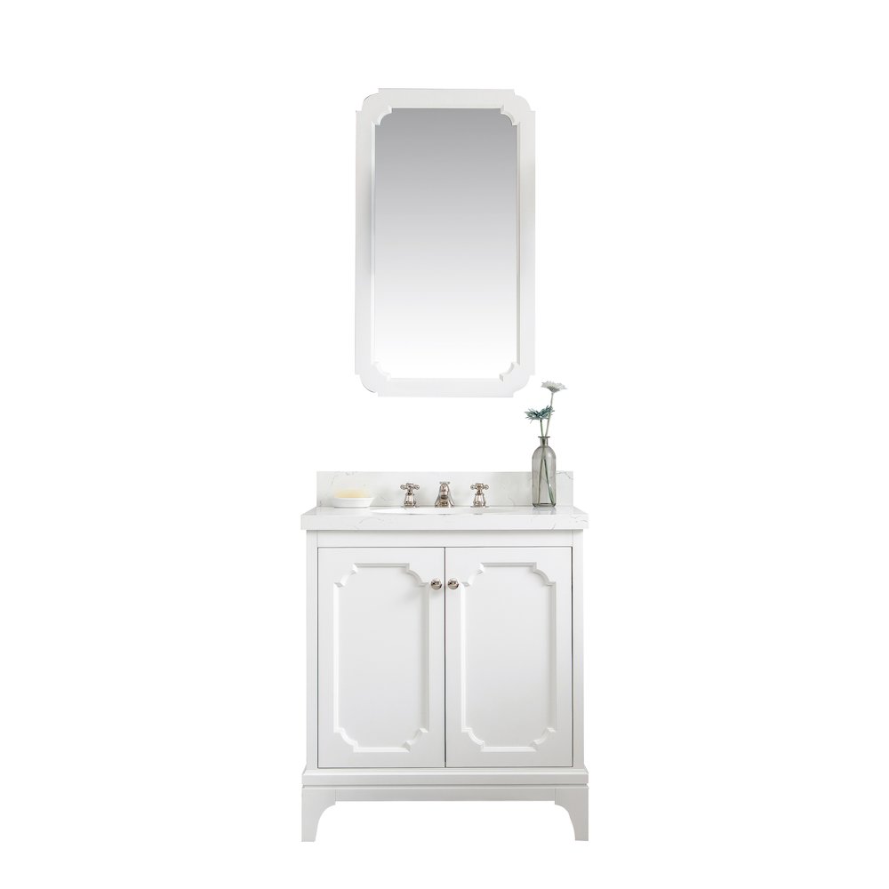 Queen 30 In. Single Sink Sink Carrara Quartz Countertop Bath Vanity. Picture 1