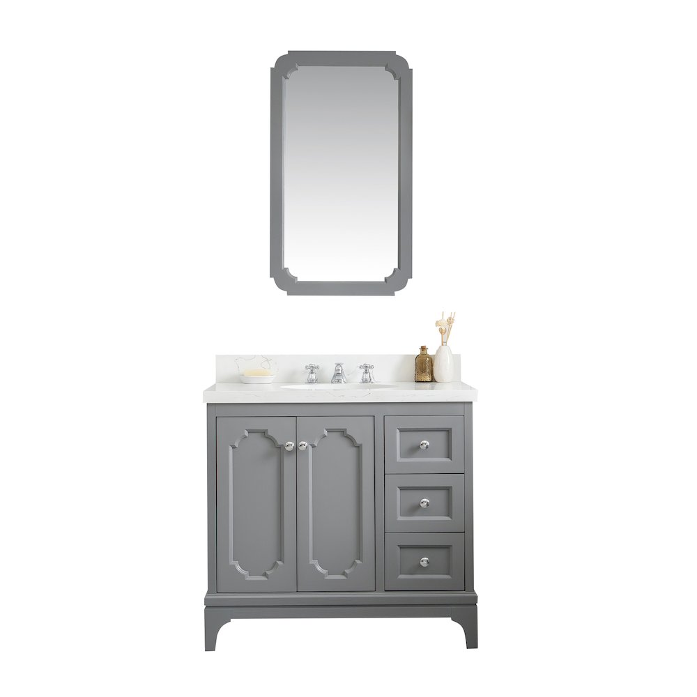 Queen 36 In. Single Sink Sink Carrara Quartz Countertop Bath Vanity. Picture 1