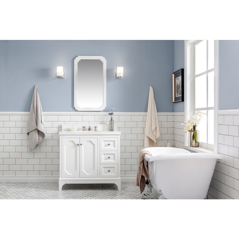 Queen 36 In. Single Sink Sink Carrara Quartz Countertop Bath Vanity. Picture 2