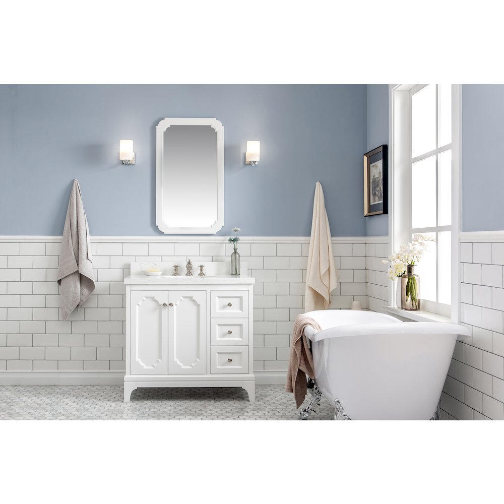 Queen 36 In. Single Sink Sink Carrara Quartz Countertop Bath Vanity. Picture 2