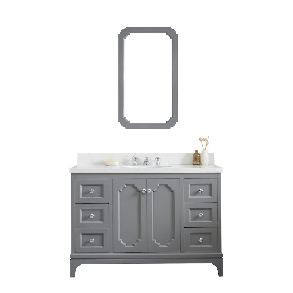 Queen 48 In. Single Sink Sink Carrara Quartz Countertop Bath Vanity. Picture 1