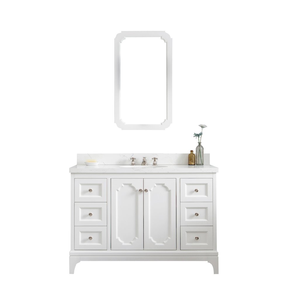 Queen 48 In. Single Sink Sink Carrara Quartz Countertop Bath Vanity. Picture 1