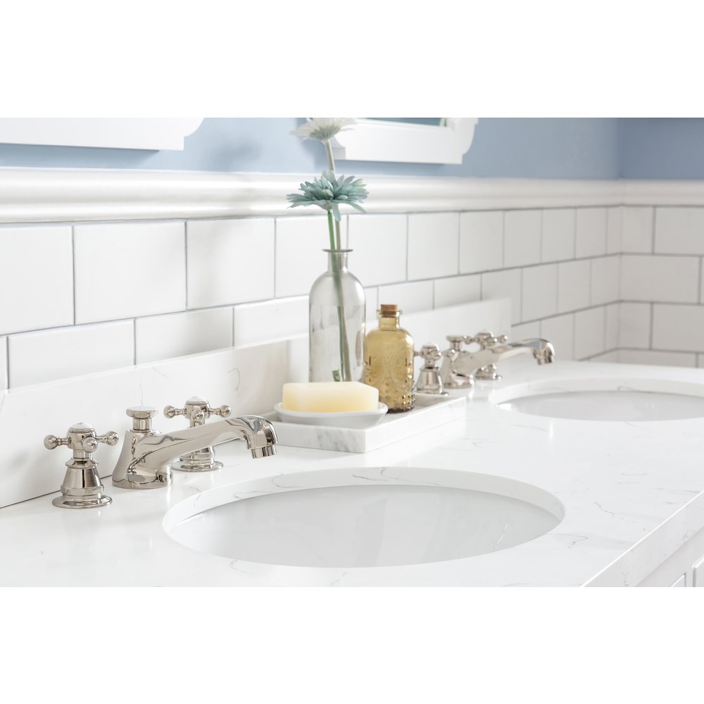 Queen 60 In. Double Sink Sink Carrara Quartz Countertop Bath Vanity. Picture 4