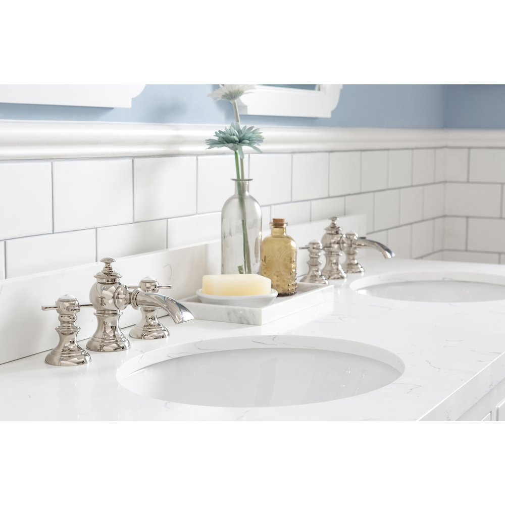 Queen 60 In. Double Sink Sink Carrara Quartz Countertop Bath Vanity. Picture 4