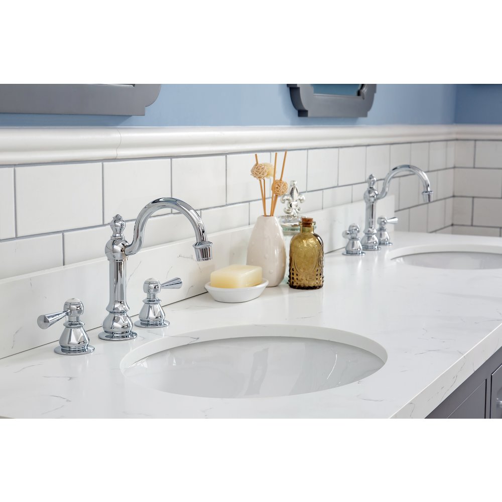 Queen 72 In. Double Sink Sink Carrara Quartz Countertop Bath Vanity. Picture 4
