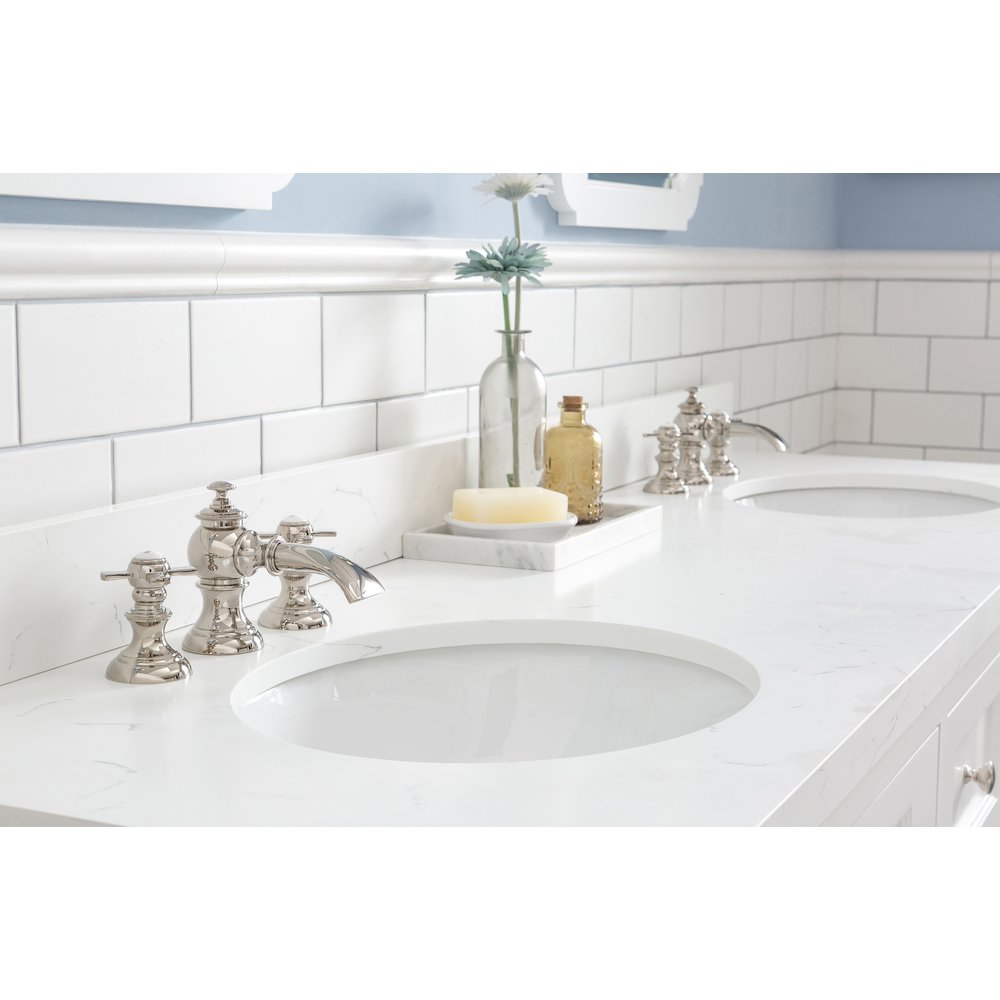 Queen 72 In. Double Sink Sink Carrara Quartz Countertop Bath Vanity. Picture 4
