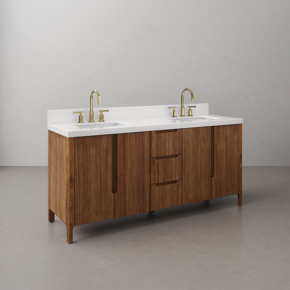 Sequoia 72 In. Double Sink Whitebrook Quartz Countertop Bath Vanity. Picture 4