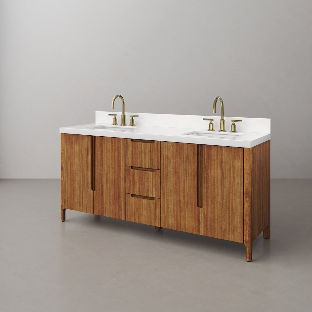 Sequoia 72 In. Double Sink Whitebrook Quartz Countertop Bath Vanity. Picture 3