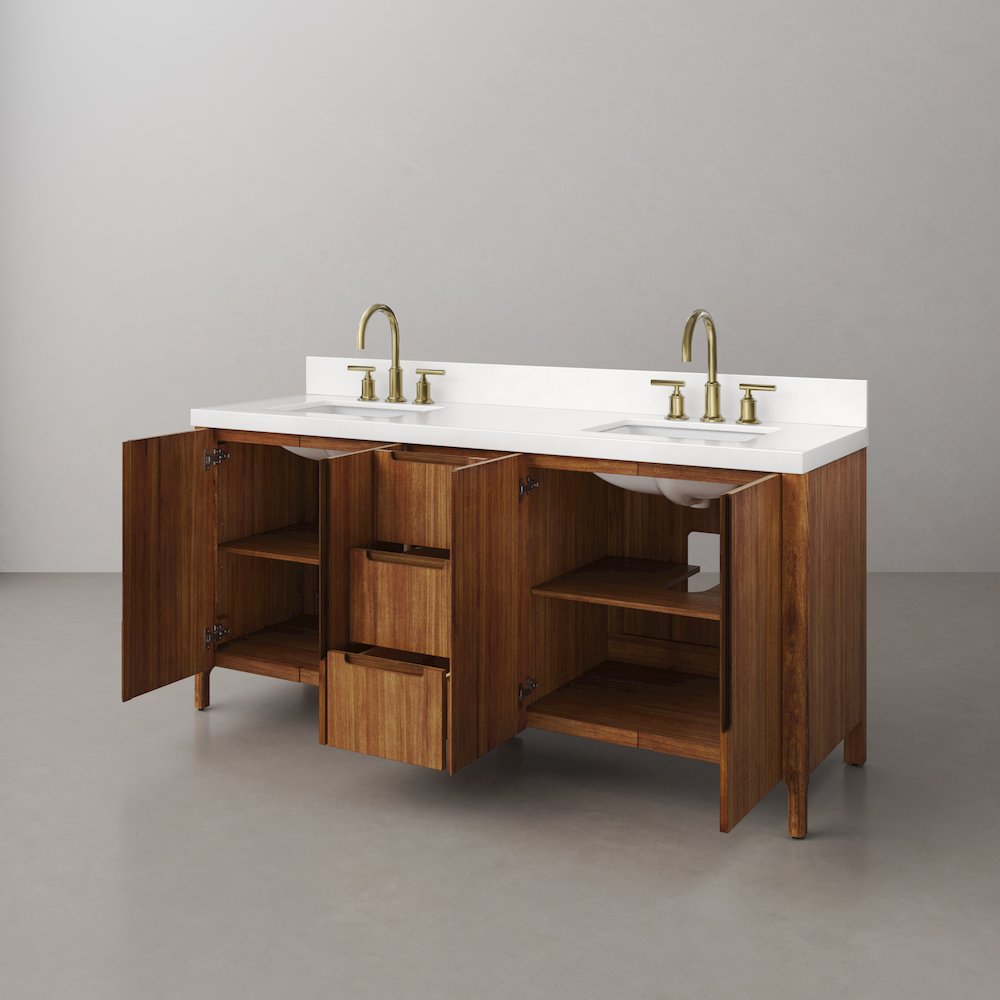 Sequoia 72 In. Double Sink Whitebrook Quartz Countertop Bath Vanity. Picture 7
